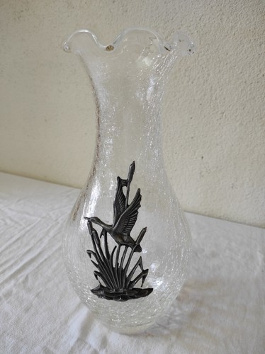Ancien vase verre craquelé - ancien,