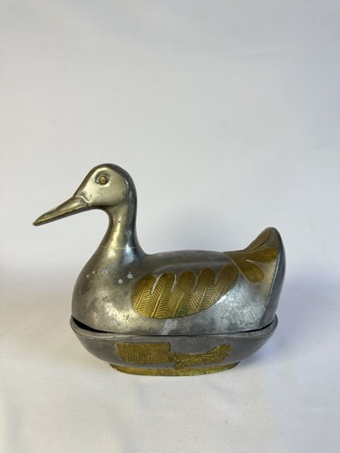 Boite canard étain décor - boite,
