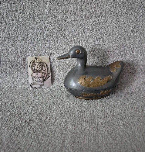 Boite canard étain décor - boite,