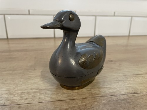Canard étain avec dorures - Étain,